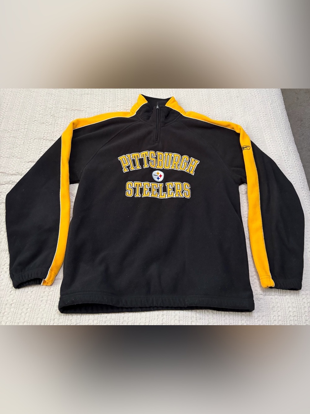 NFL Reebok Black and Gold Pittsburgh Steelers Quarter-Zip Pullover